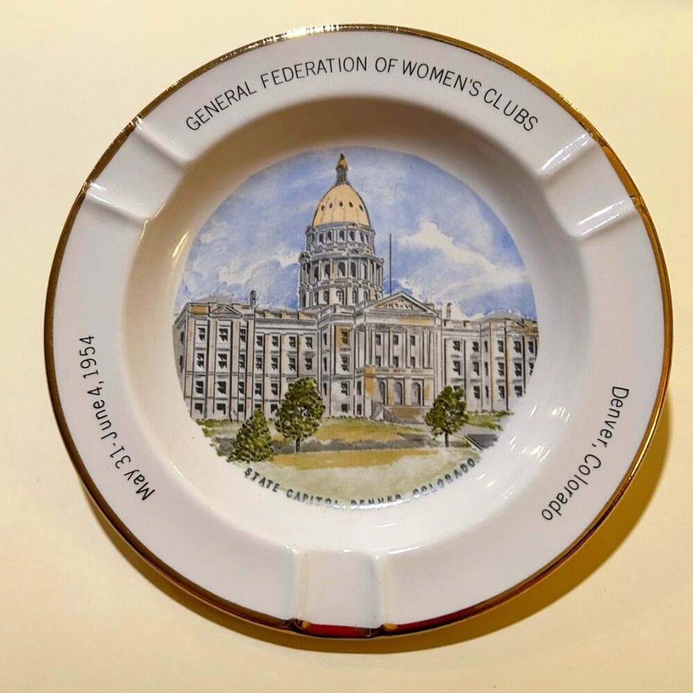 General Federation of Women's Clubs Denver CO 1954 Ceramic Ashtray 7.5 inches